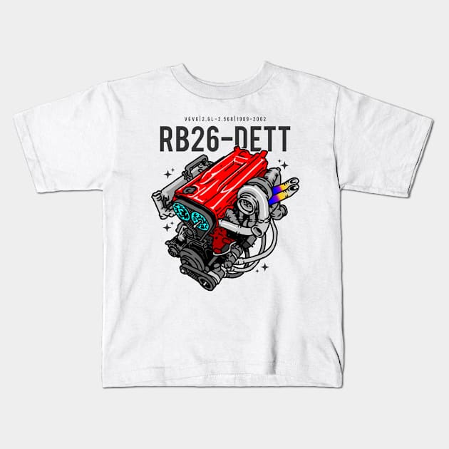 RB26 DETT SKYLINE Kids T-Shirt by celengan